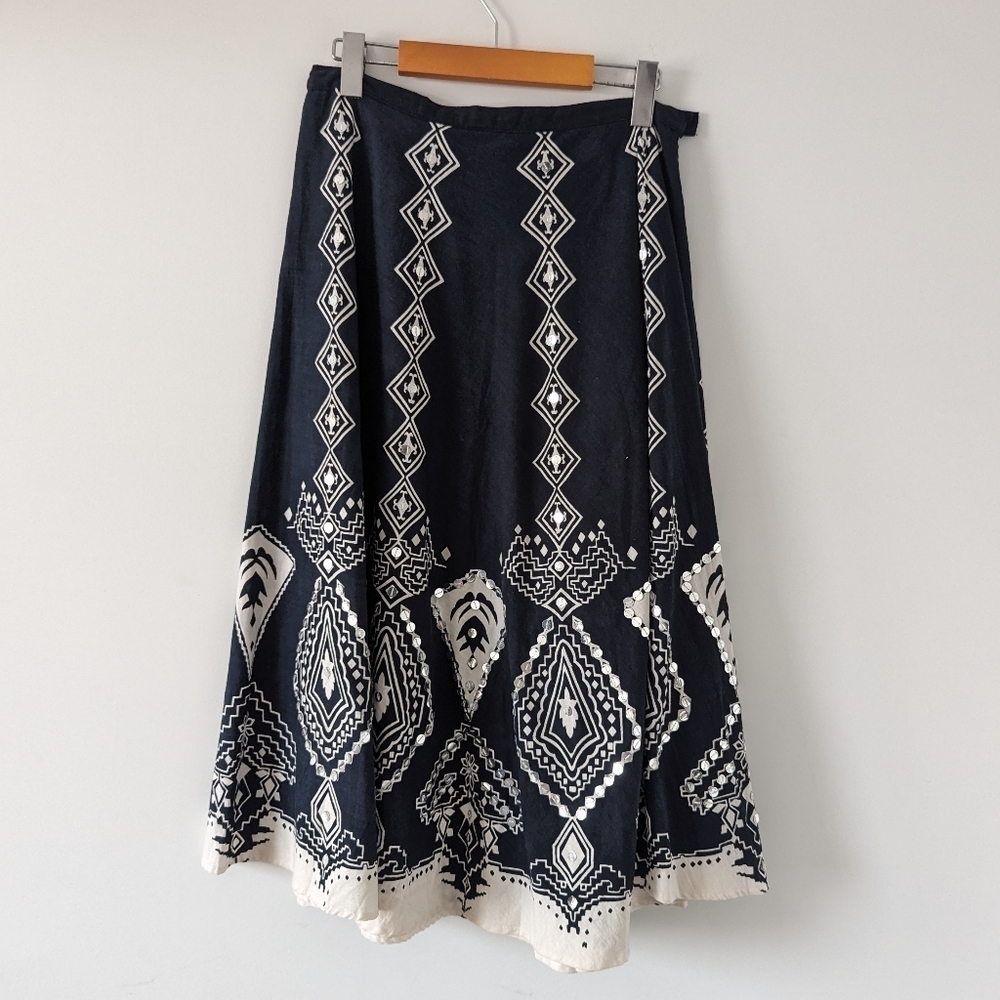 Jaclyn Kelly Embroidered Sequin Bohemian Midi Skirt, Size Medium Swiftie